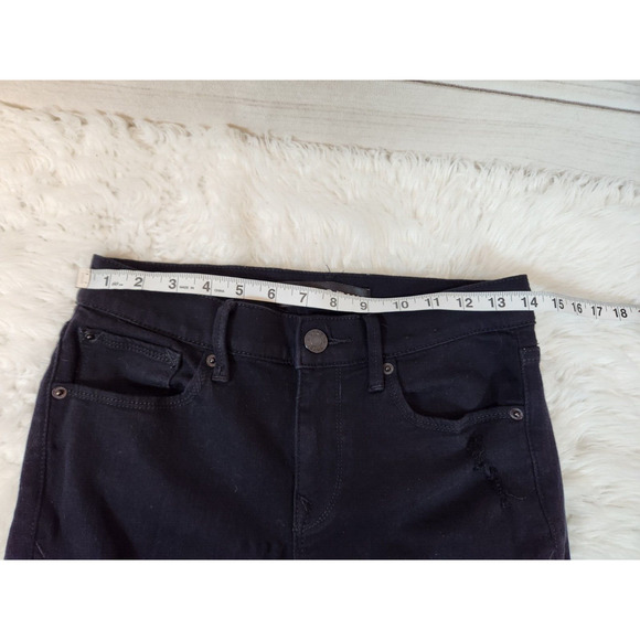 Express Jeans Women's Black Mid- Rise Distressed‎ Legging Jeans Size 4s - Picture 5 of 7
